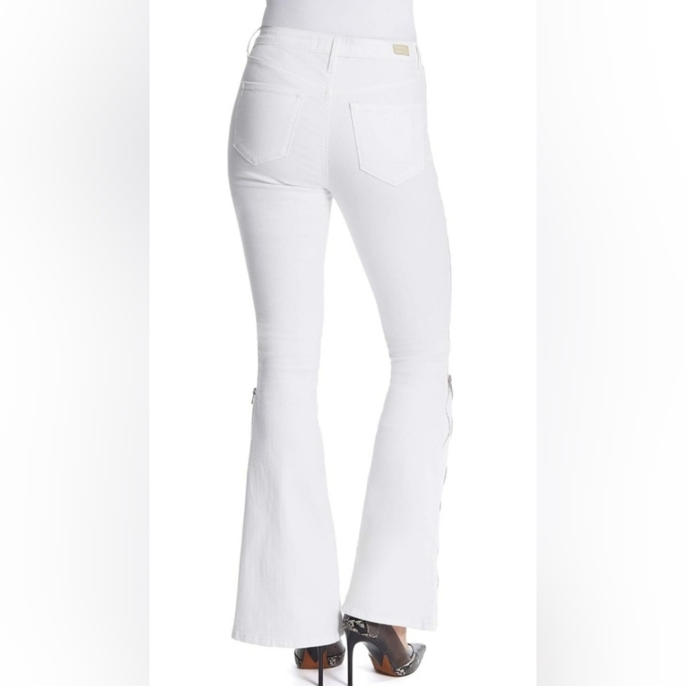 Skinnygirl Power Moves Flare Jeans white zipper convertible straight 29/8
